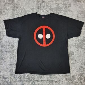 Deadpool Shirt Men's XXL 2XL Black Marvel Mad Engine Face Logo Short Sleeve